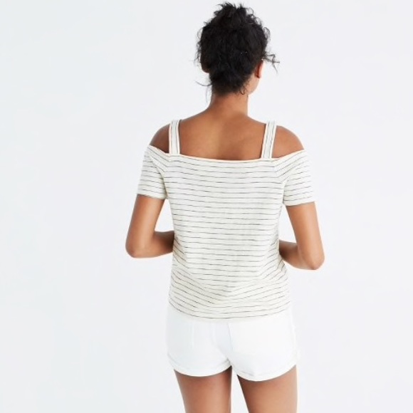 Madewell Cold Shoulder Tee In Bellamy Stripe M/L - Picture 4 of 4